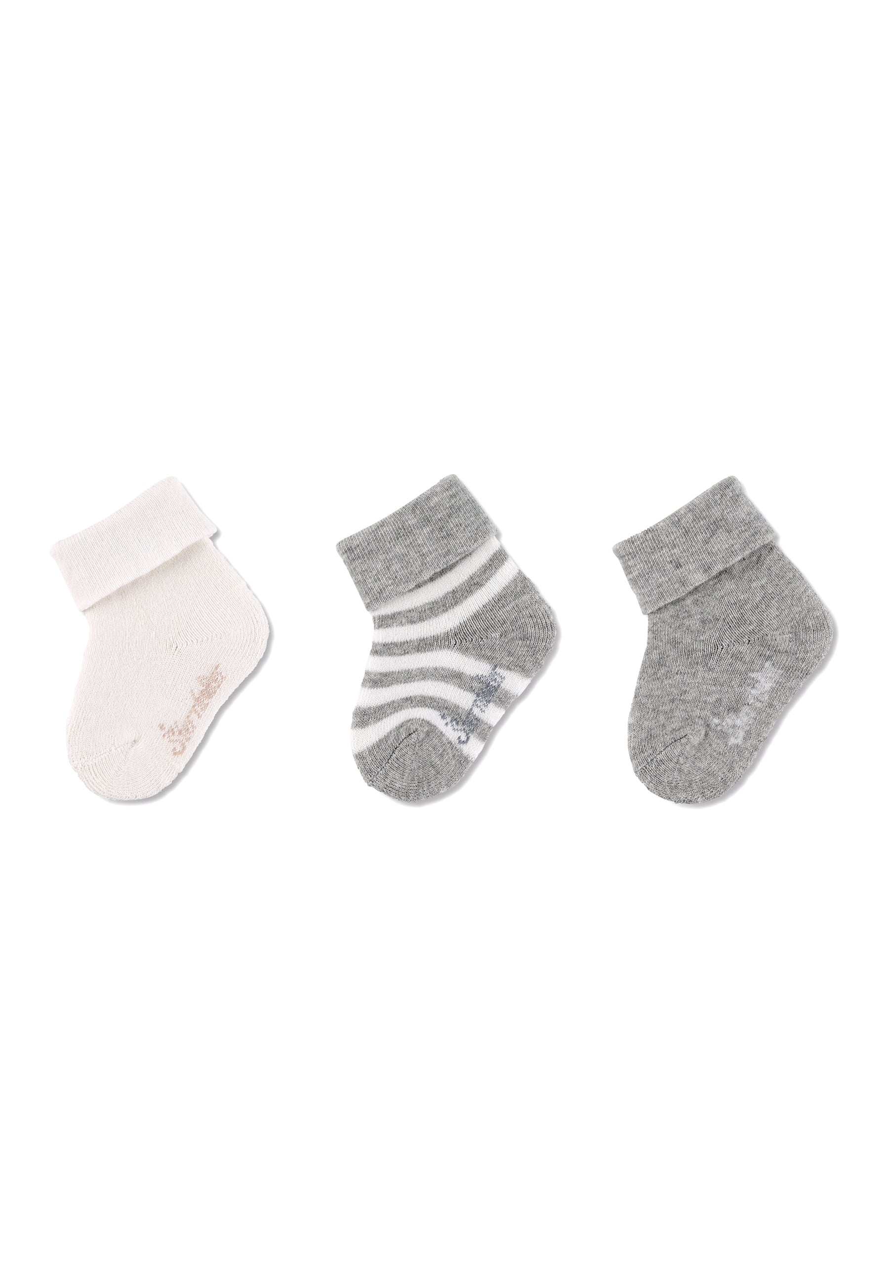 GOTS Babysocken 3er-Pack uni, Ringel und uni