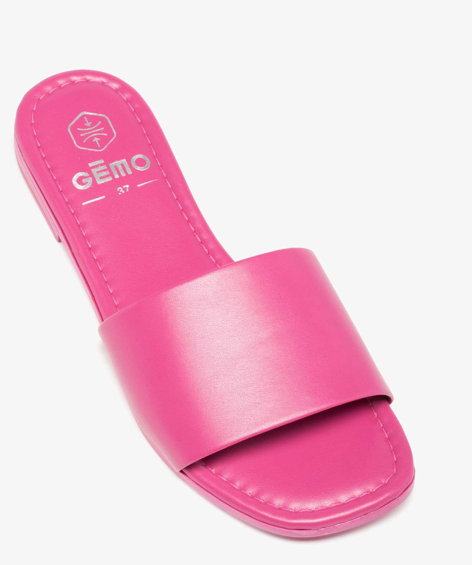 Mules femme unies à talon plat et bride droite rose | GEMO