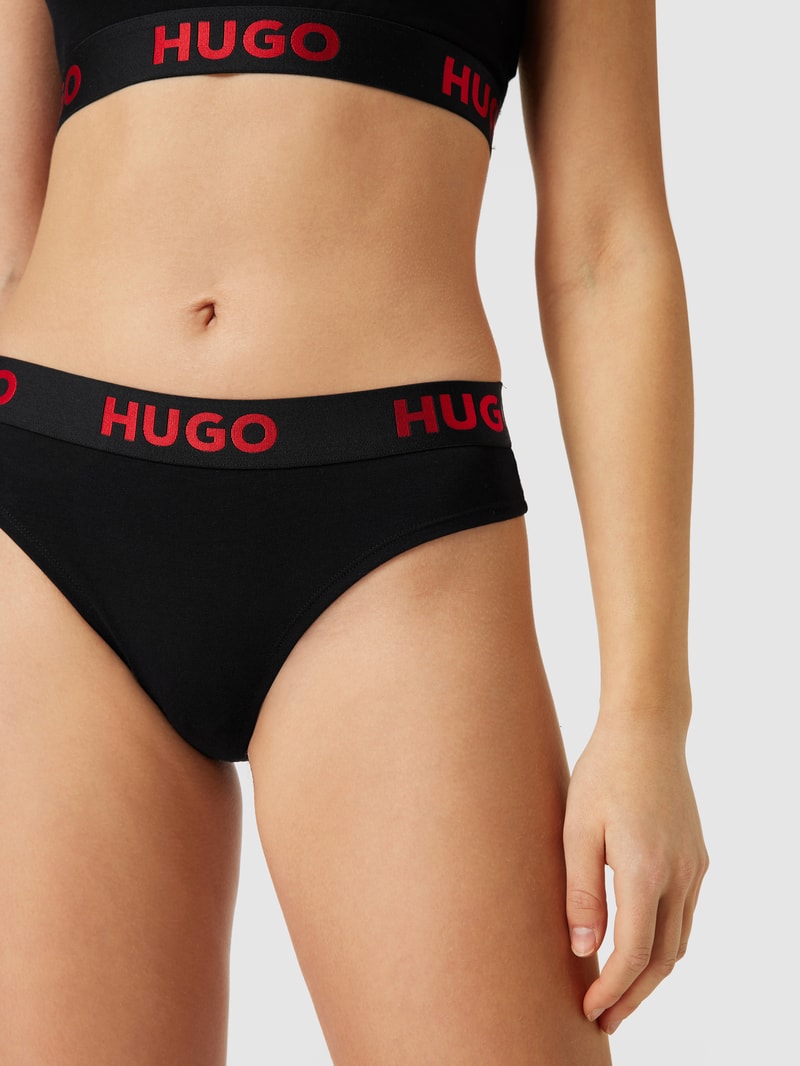 String mit Logo-Bund in schwarz
