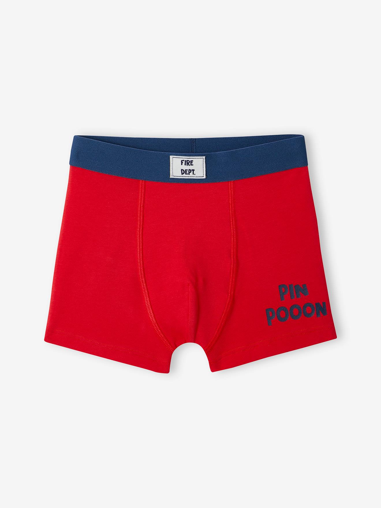 Vertbaudet 5er-Pack Jungen Boxershorts mit Bio-Baumwolle, Feuerwehr - aquamarine