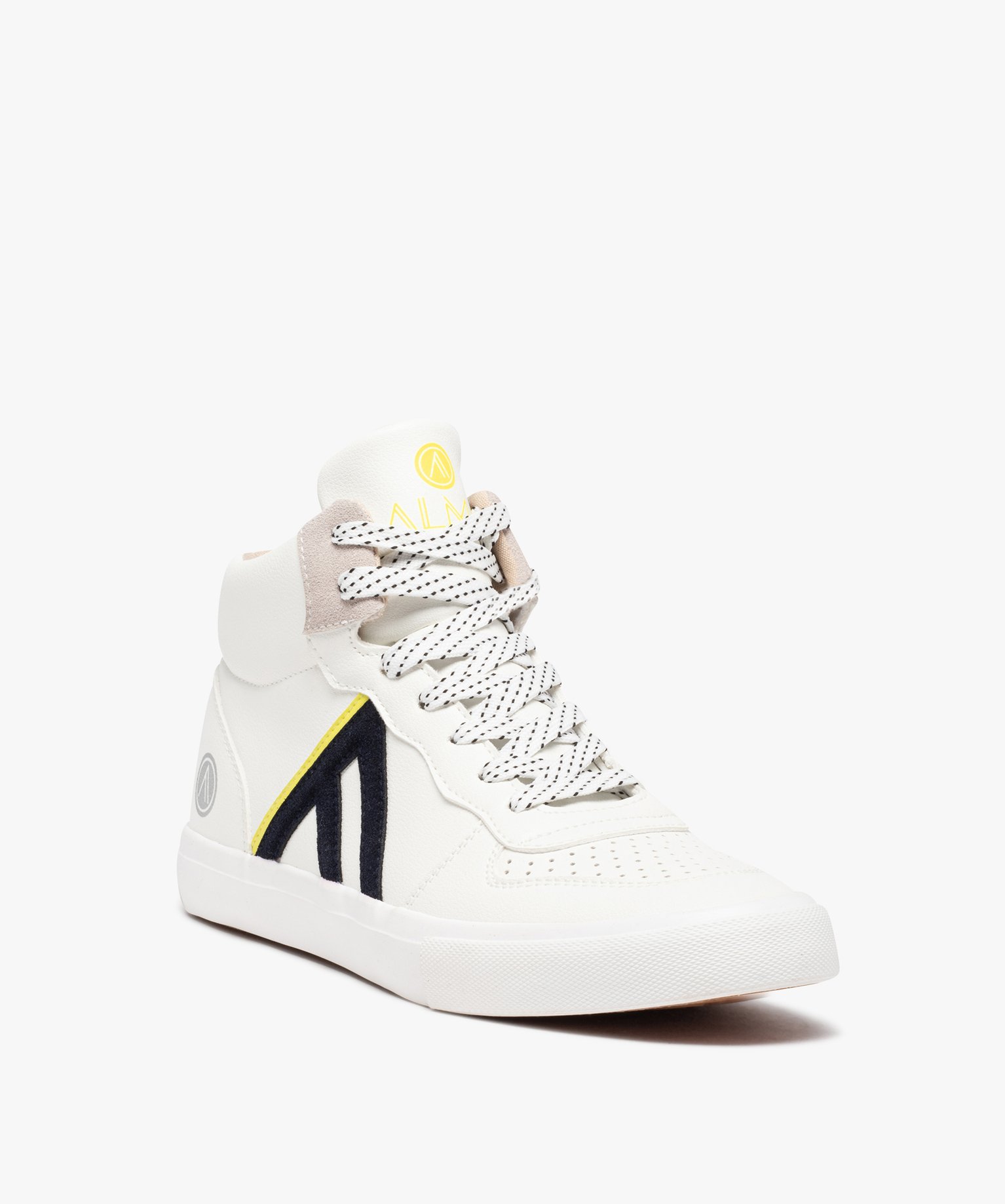 Baskets homme mid-cut unies à lacets – Alma Planète blanc | GEMO