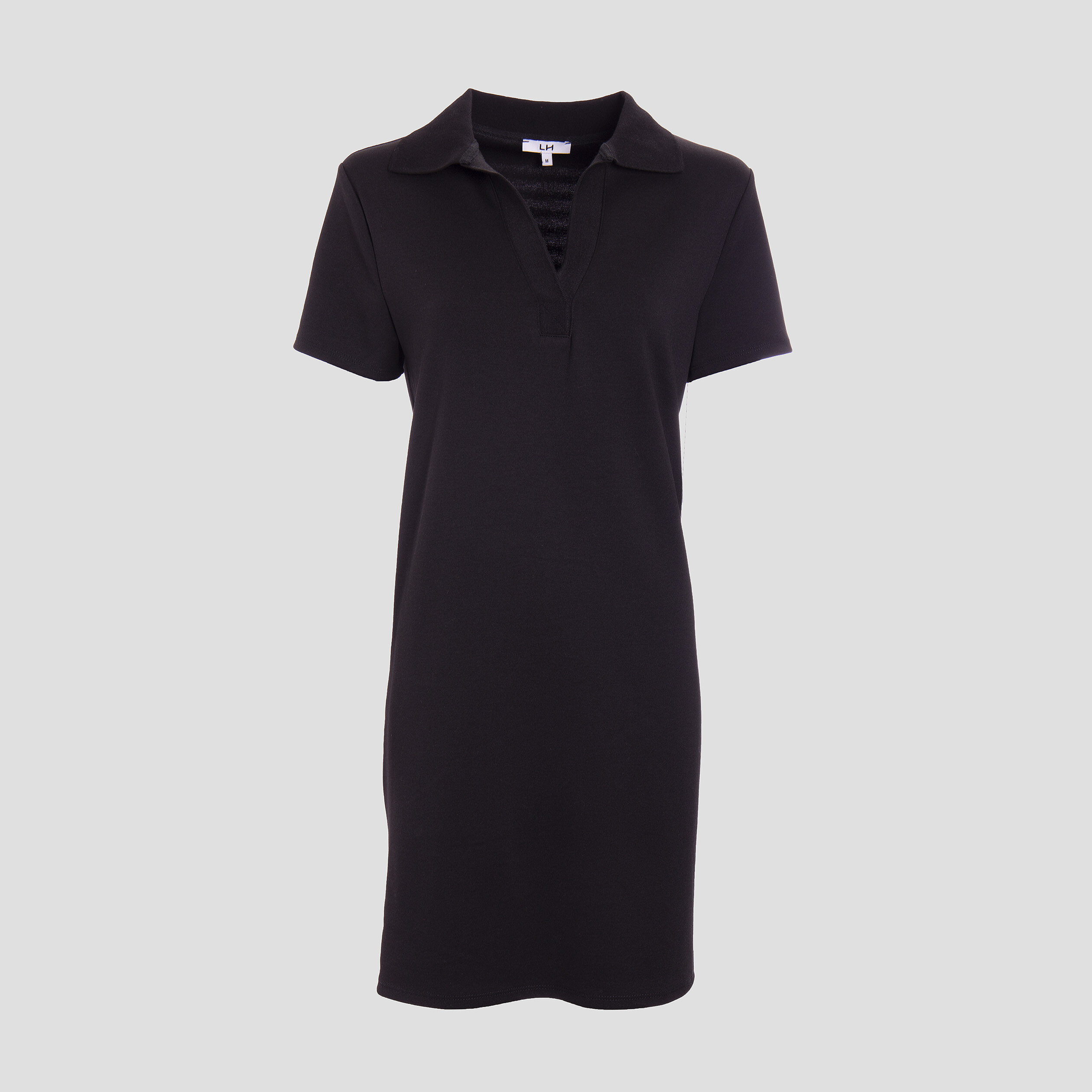 Robe droite manches courtes col polo noir femme | La Halle