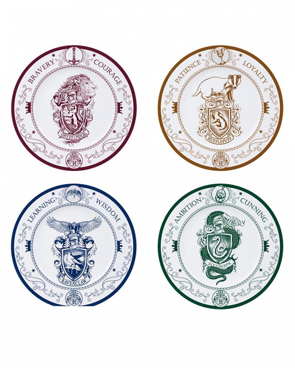 Horror-Shop Geschirr-Set Harry Potter Teller Set 4 Stück - Hogwart Häuser, Porzellan
