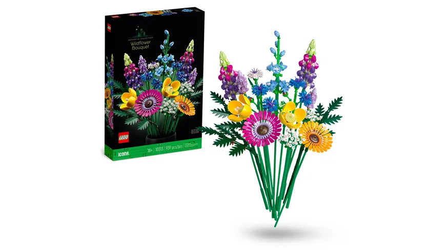 LEGO Icons 10313 Wildblumenstrauß, Heimdeko Blumen-Set für Erwachsene