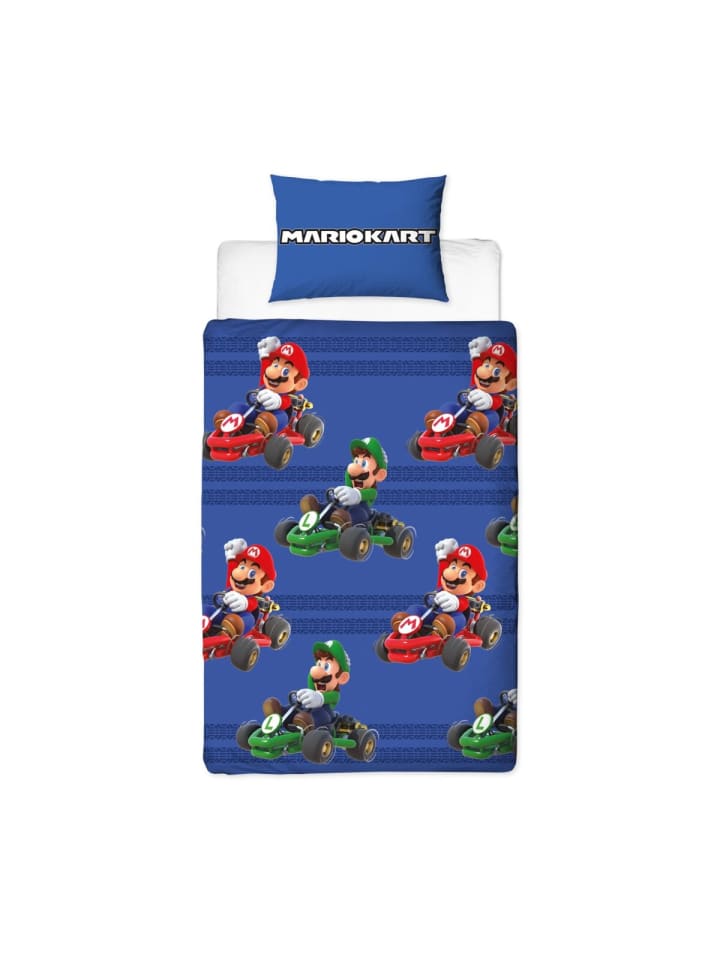 Super Mario Bettwäsche Set aus Microfaser für Kinder – 140x200 cm Bettbezug in Blau günstig kaufen 140 x 200 cm