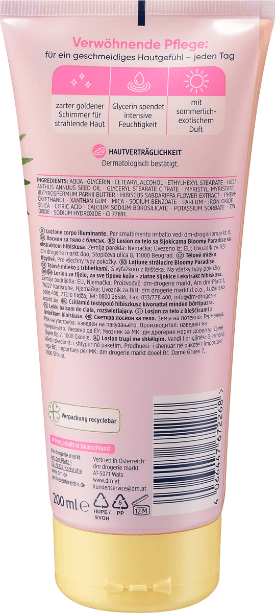 Schimmer Lotion Bloomy Paradise, 200 ml