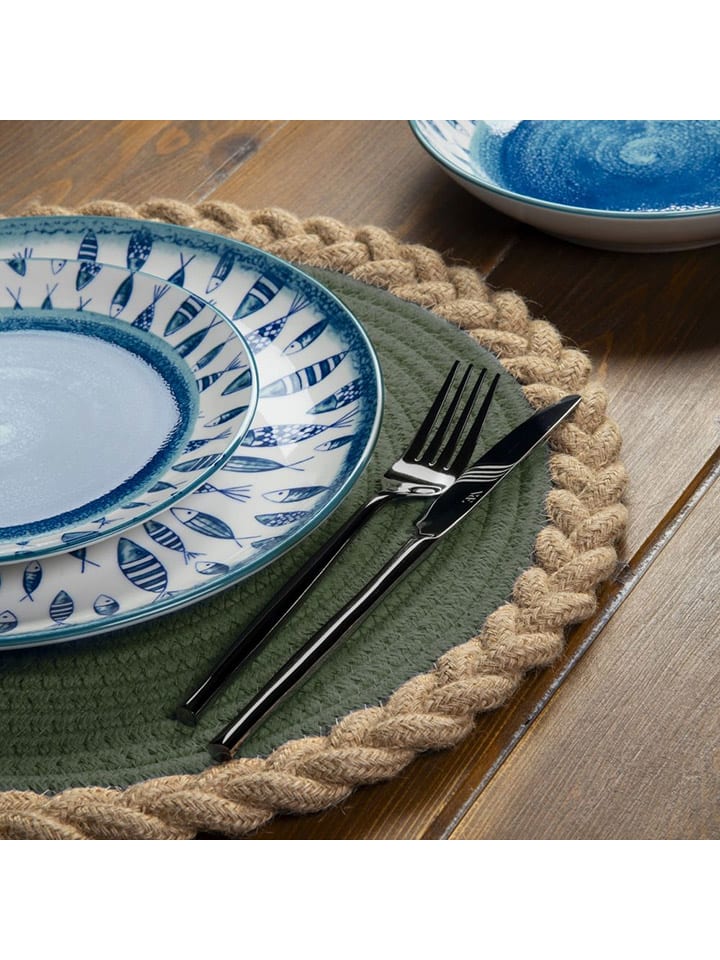 Villa d´Este 3er-Set: Tischsets in Grün/ Beige - Ø 38 cm günstig kaufen onesize