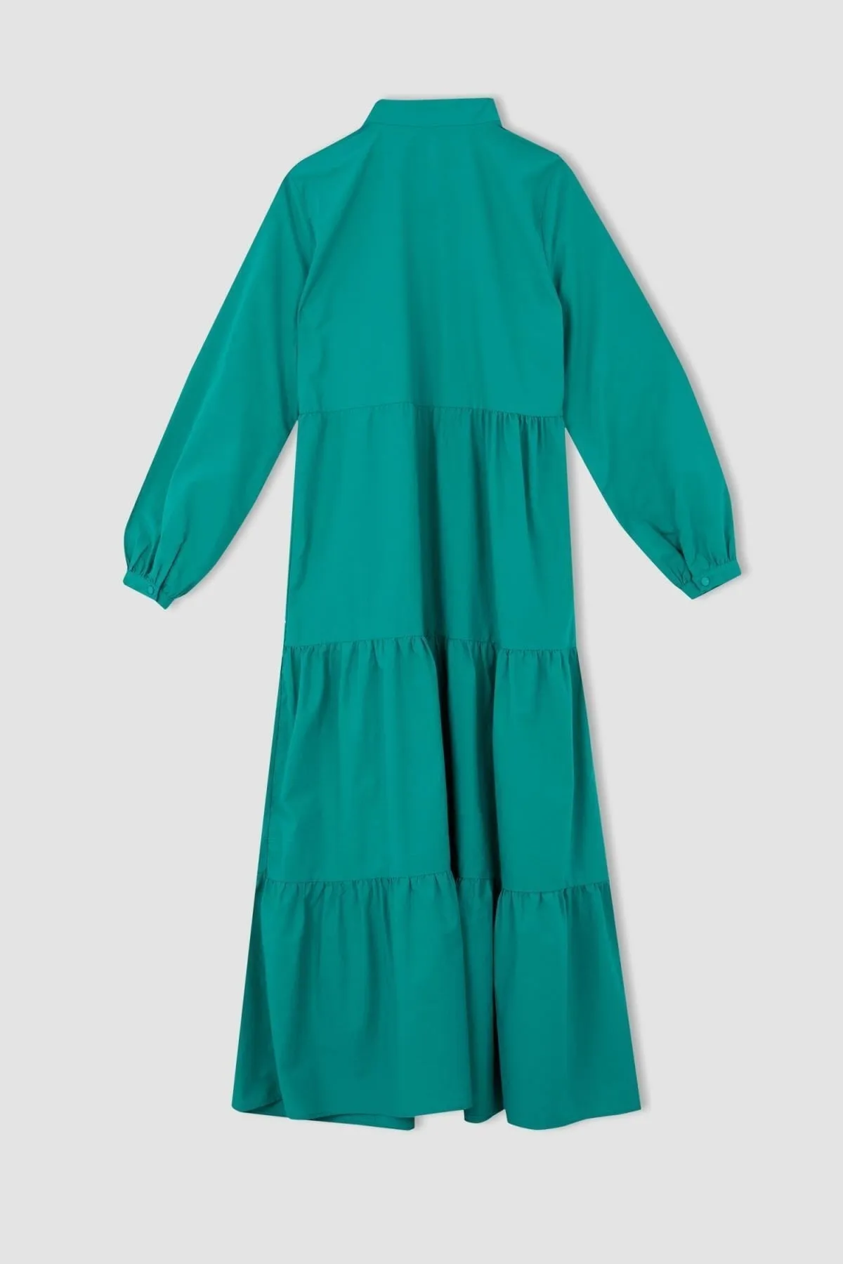DeFacto  Langes Kleid aus Popeline mit entspannter Passform, Schalkragen und Volants
