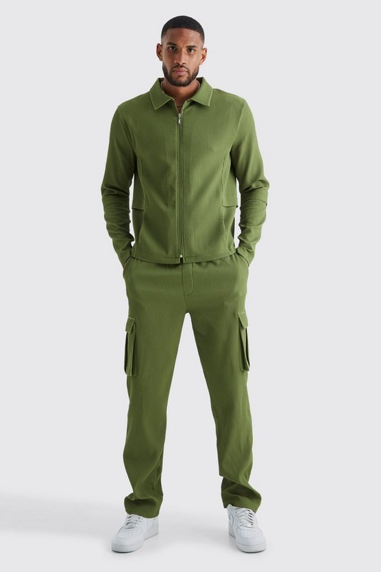 Tall Hemd mit Reißverschluss & elastische Cargohose
