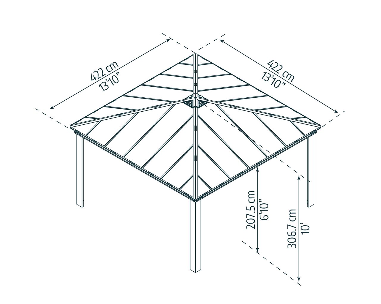 Canopia by Palram Dallas 4.3x4.3 Gartenpavillon, anthrazit