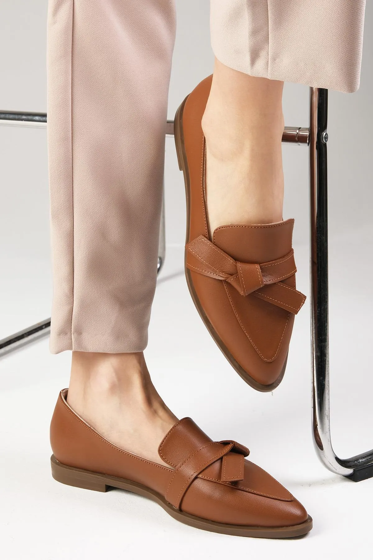 Mio Gusto  Ezra Damen-Loafer aus echtem Nerzleder, flache Schuhe für den Alltag