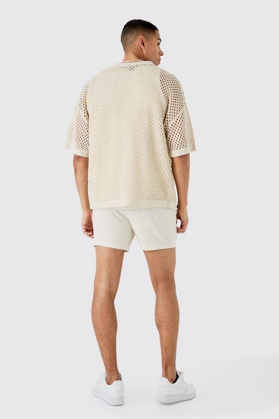 Kastiges gehäkeltes Oversize Hemd