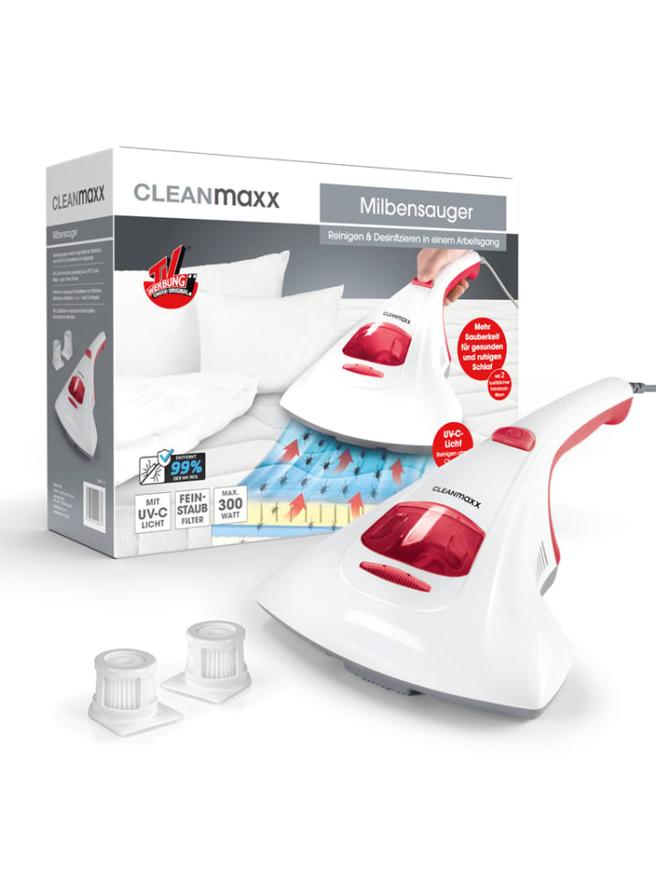 CLEANmaxx CLEANmaxx Milben-Handstaubsauger mit UV-C-Licht inkl. 2 Ersatzfilter - weiß/rot günstig kaufen onesize