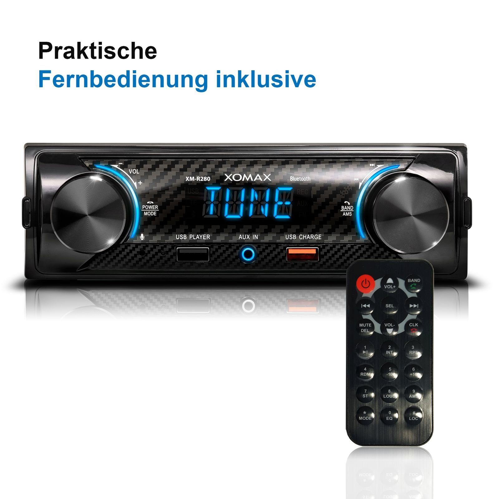XOMAX XM-R280 Autoradio mit Bluetooth, 2. USB mit Ladefunktion, Aux, 1 DIN Autoradio