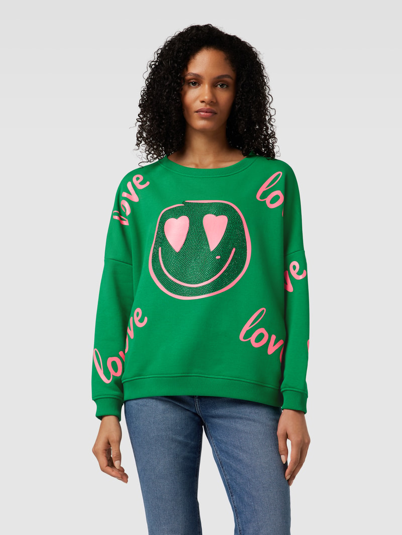 Sweatshirt mit Motiv-Print Modell 'LOVE HARDFACE' in grün
