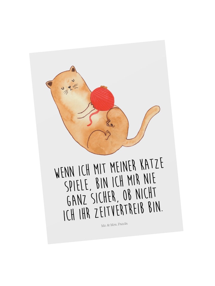 Mr. & Mrs. Panda Postkarte Katze Wolle mit Spruch in Weiß günstig kaufen onesize