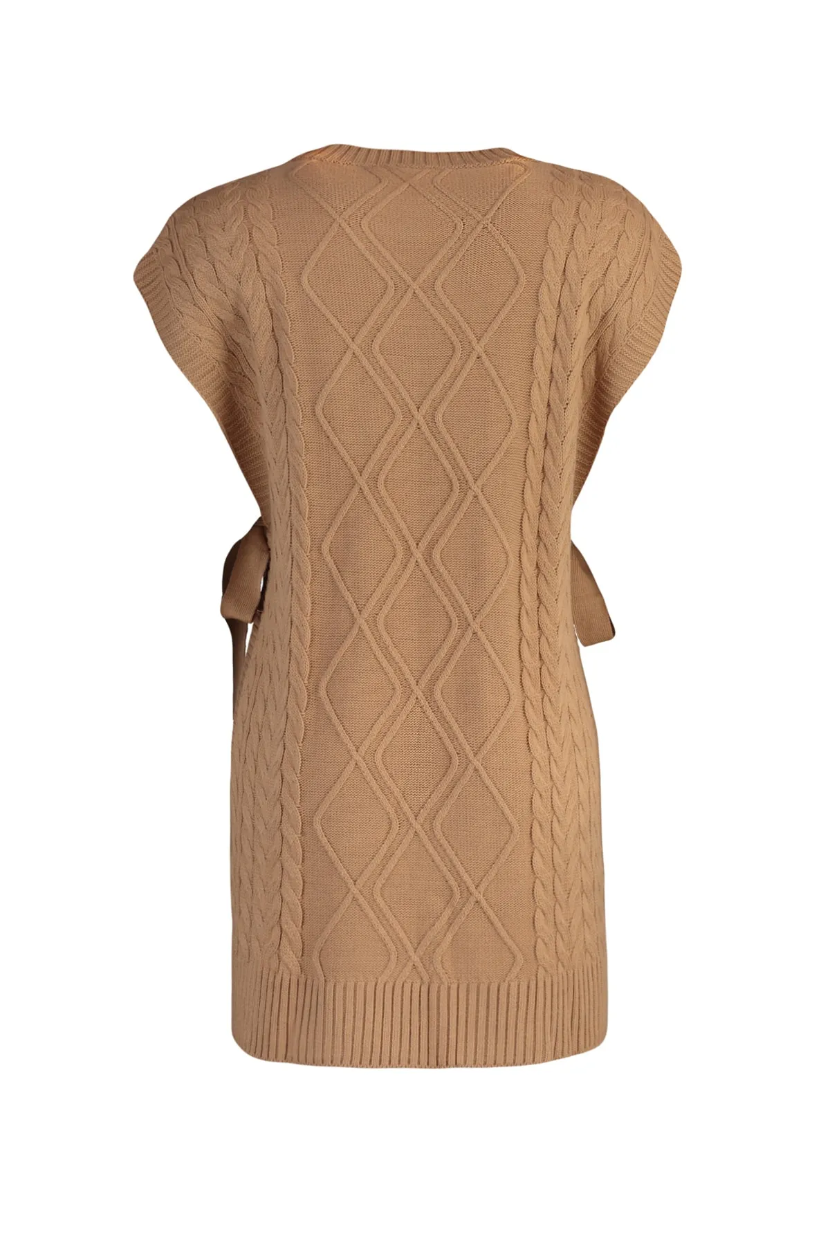 Trendyol Modest  Nerzfarbener, geflochtener Strickpullover mit Taillenband TCTAW22UV0018
