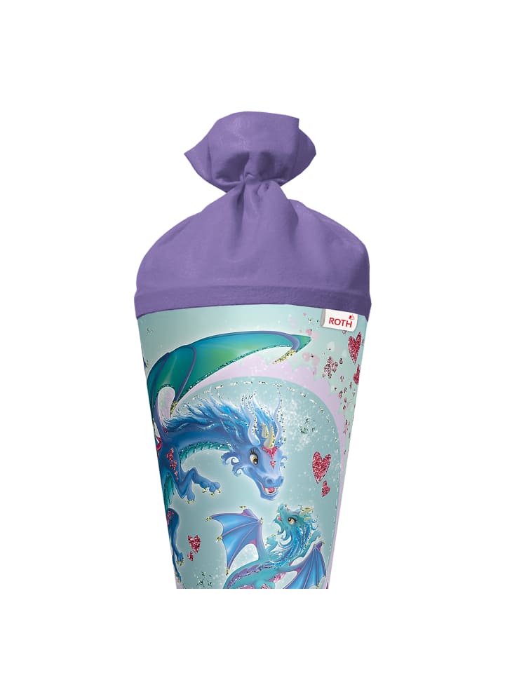 ROTH Schultüte groß Drachenliebe 70 cm, Glitter in Hellblau günstig kaufen onesize