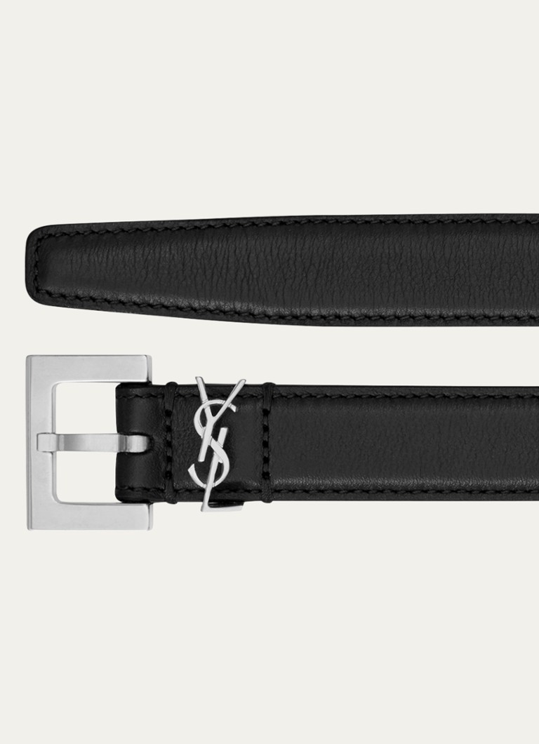 Curea îngustă din piele de vițel cu monogramă Saint Laurent