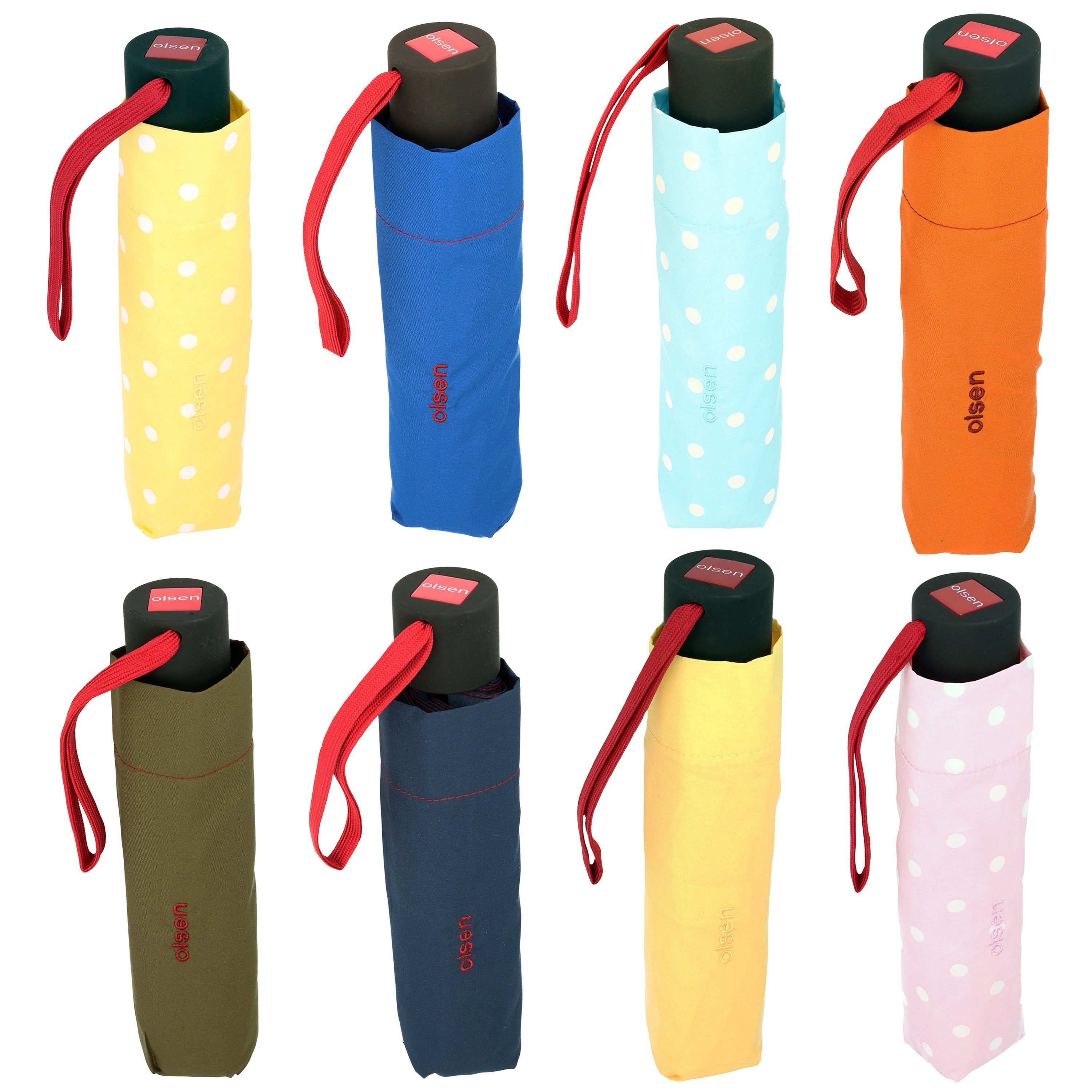 Olsen Taschenregenschirm Kleiner Regenschirm für die Handtasche, in fröhlichen Farben