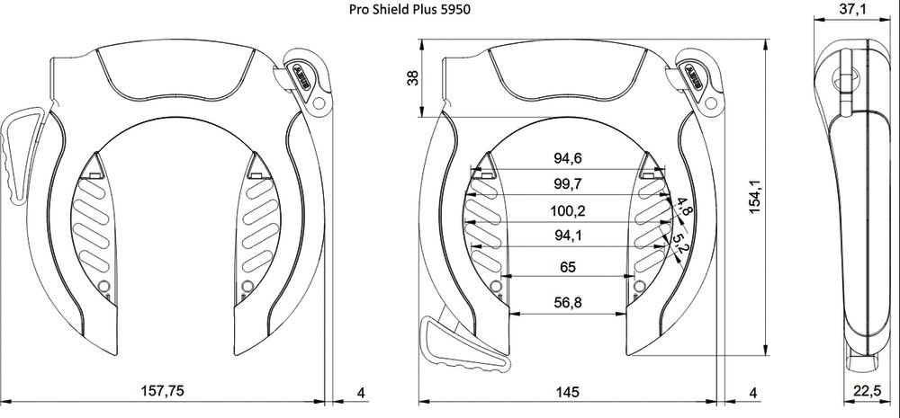 Abus Pro Shield plus 5950 NR + 6KS + ST5950 Rahmenschloss-Set kaufen | Bike-Discount