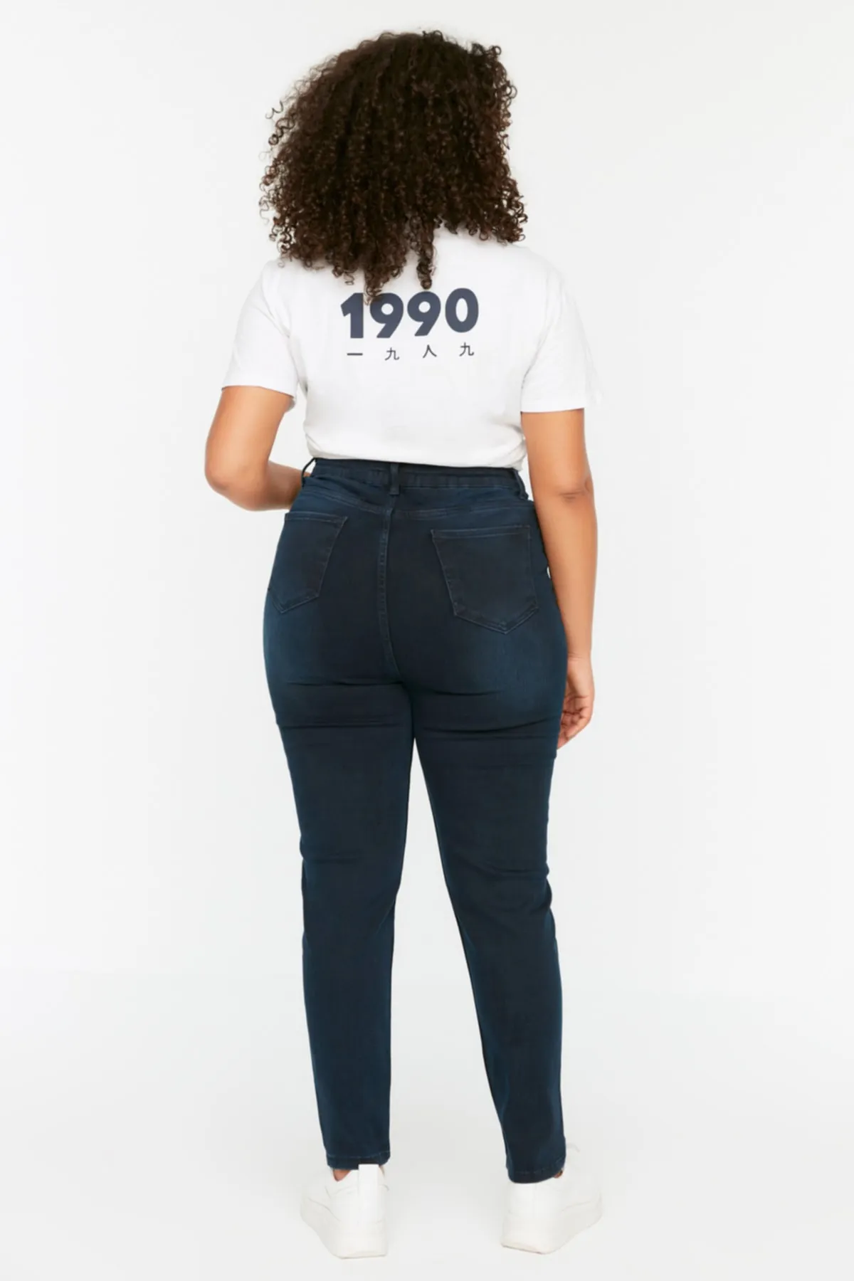 Trendyol Curve  Dunkelblaue Skinny Jeans mit hoher Taille