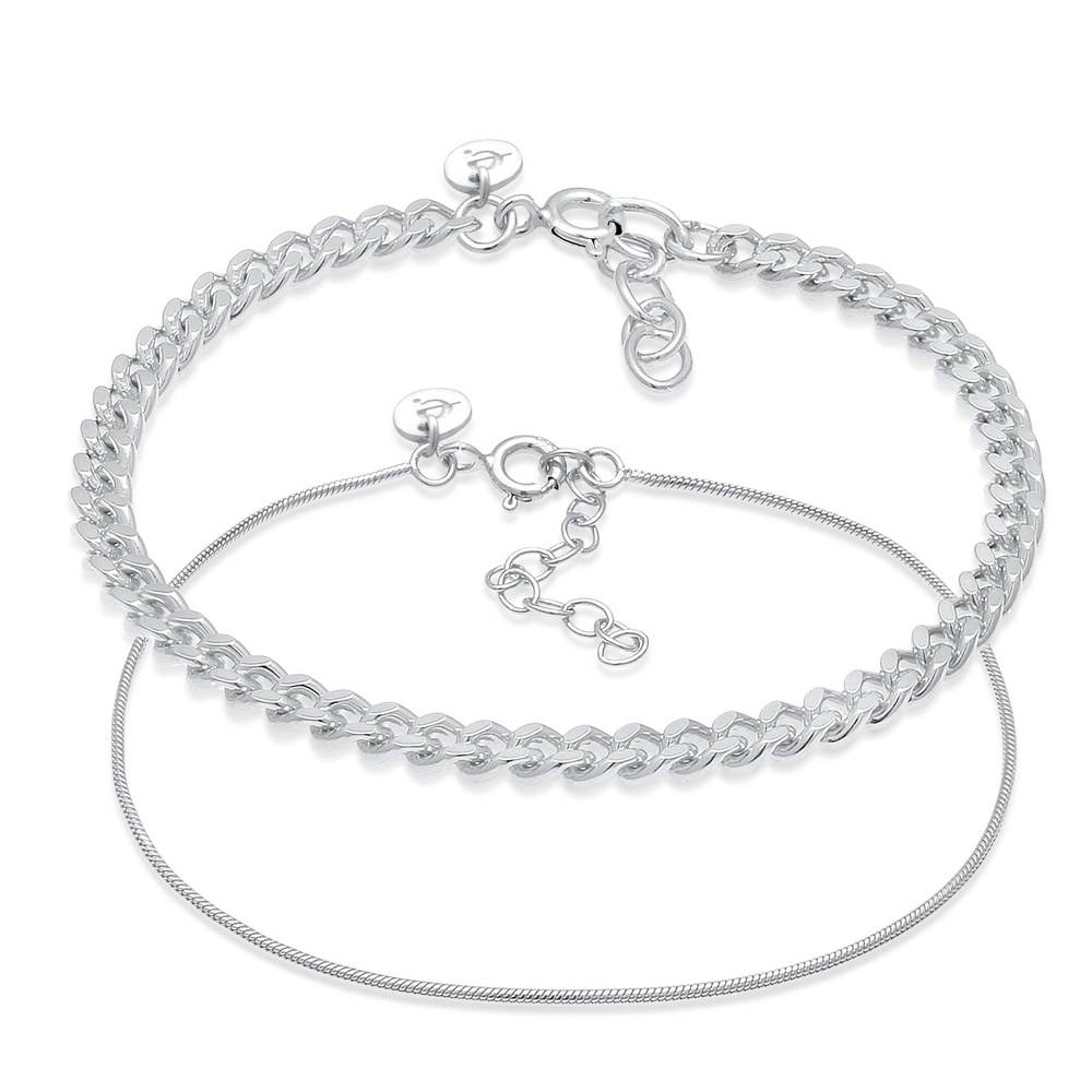 Elli PREMIUM Elli PREMIUM Bracelet Collier à maillons pour femmes Basic Minimal Elegant en arg Bracelet