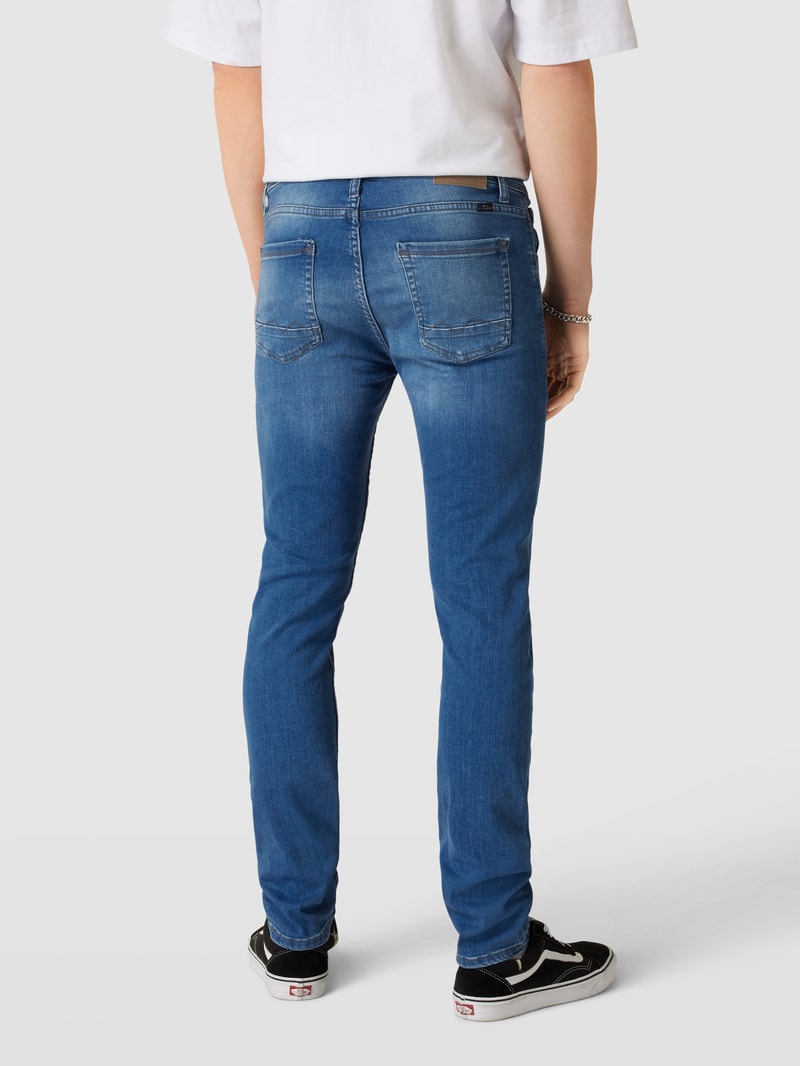 Slim Fit Jeans mit Label-Patch Modell 'Jet' in bleu