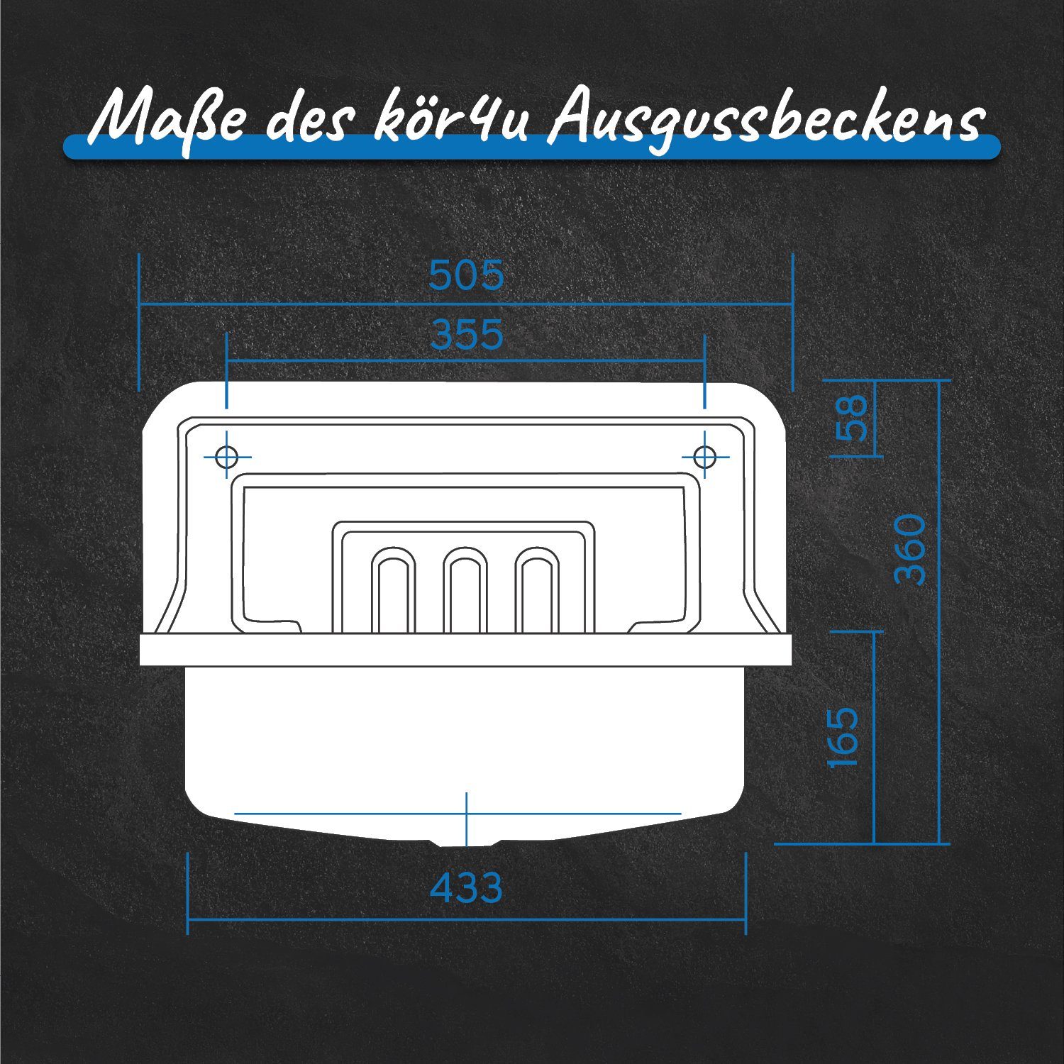 kör4u Waschbecken kör4u Ausgussbecken aus Stahl weiß (Set)