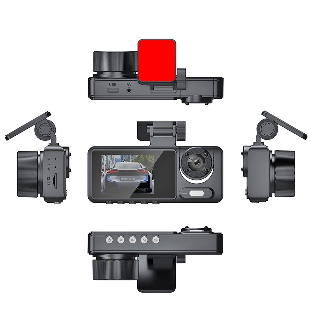 Yoyaxi Umfassende Autoüberwachung mit 3 Kanälen Dashcam (Infrarot-Nachtsicht, wasserdicht, Loop-Aufnahme für mehr Sicherheit)