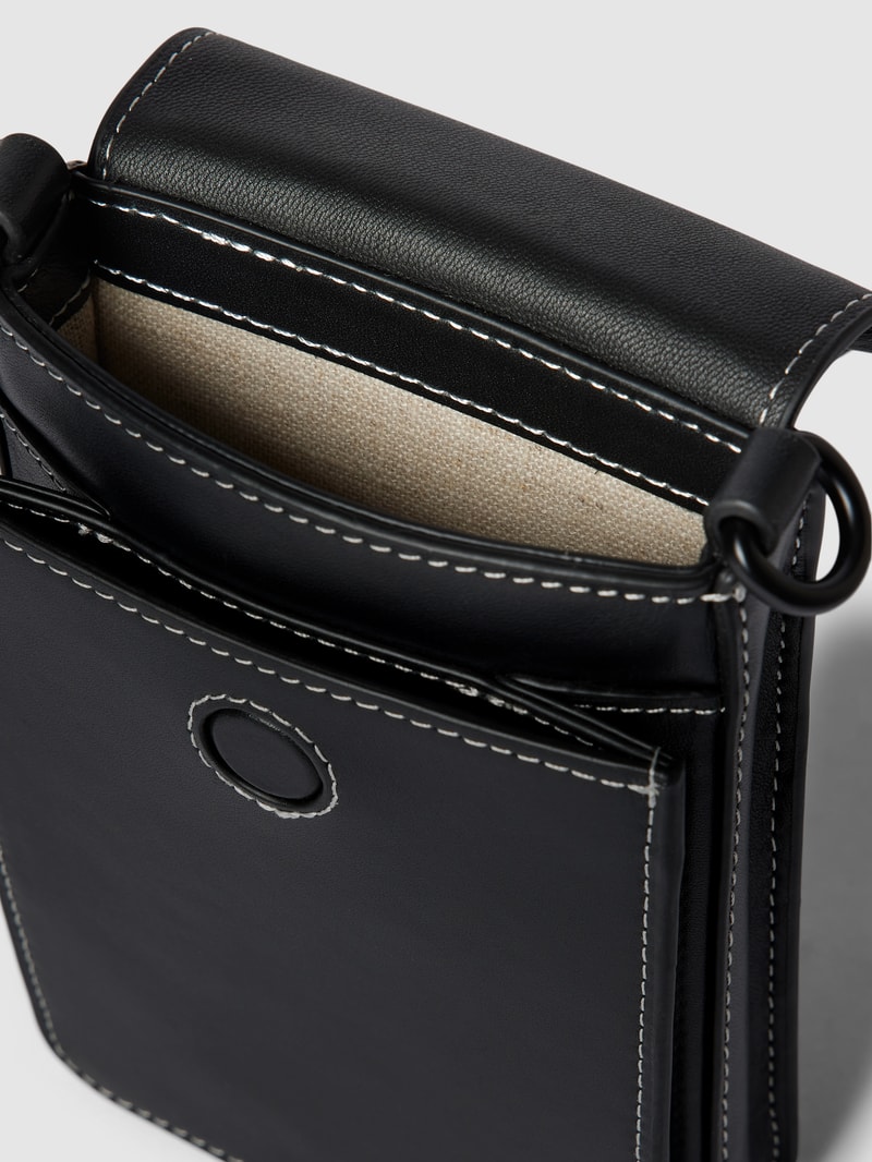 Handytasche mit Label-Details Modell 'Mobile' in schwarz