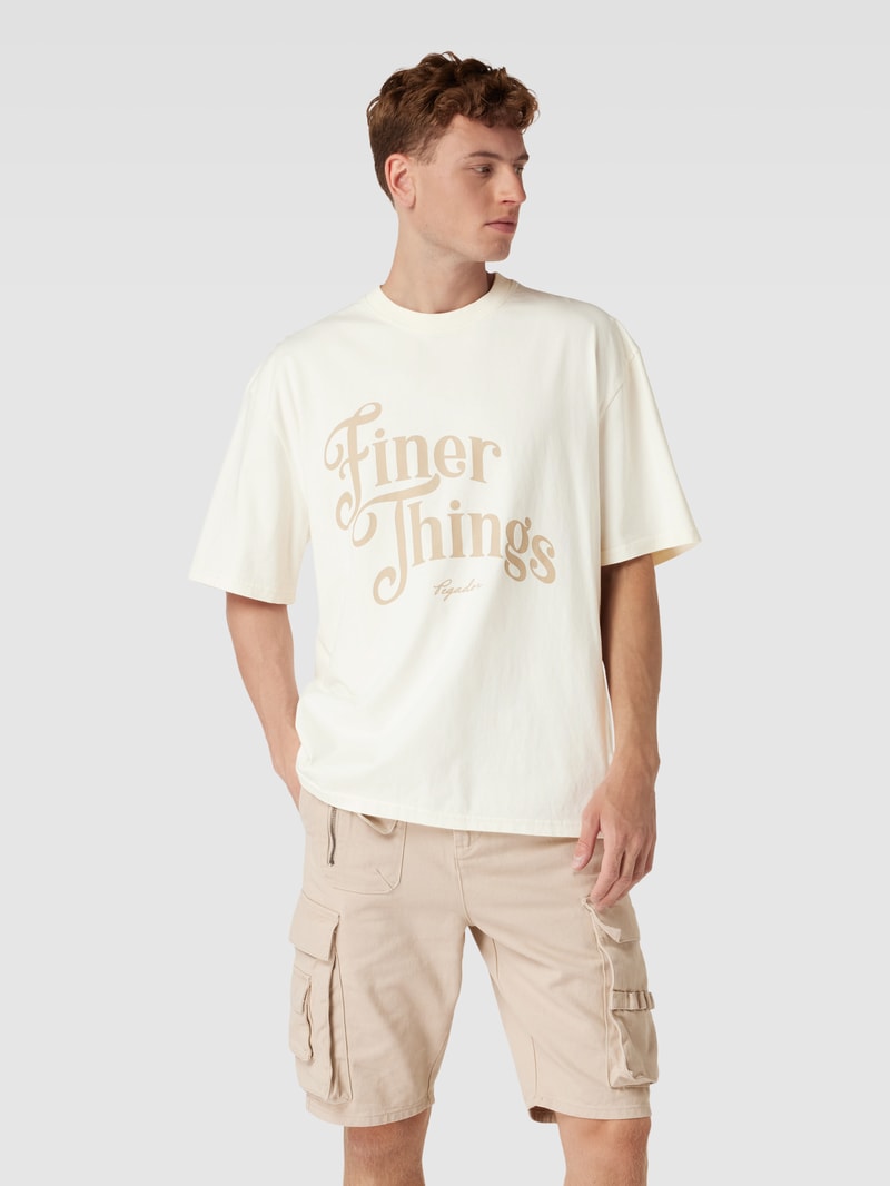 Oversized T-Shirt aus Baumwolle mit Label-Detail Modell 'Kirk' in sand