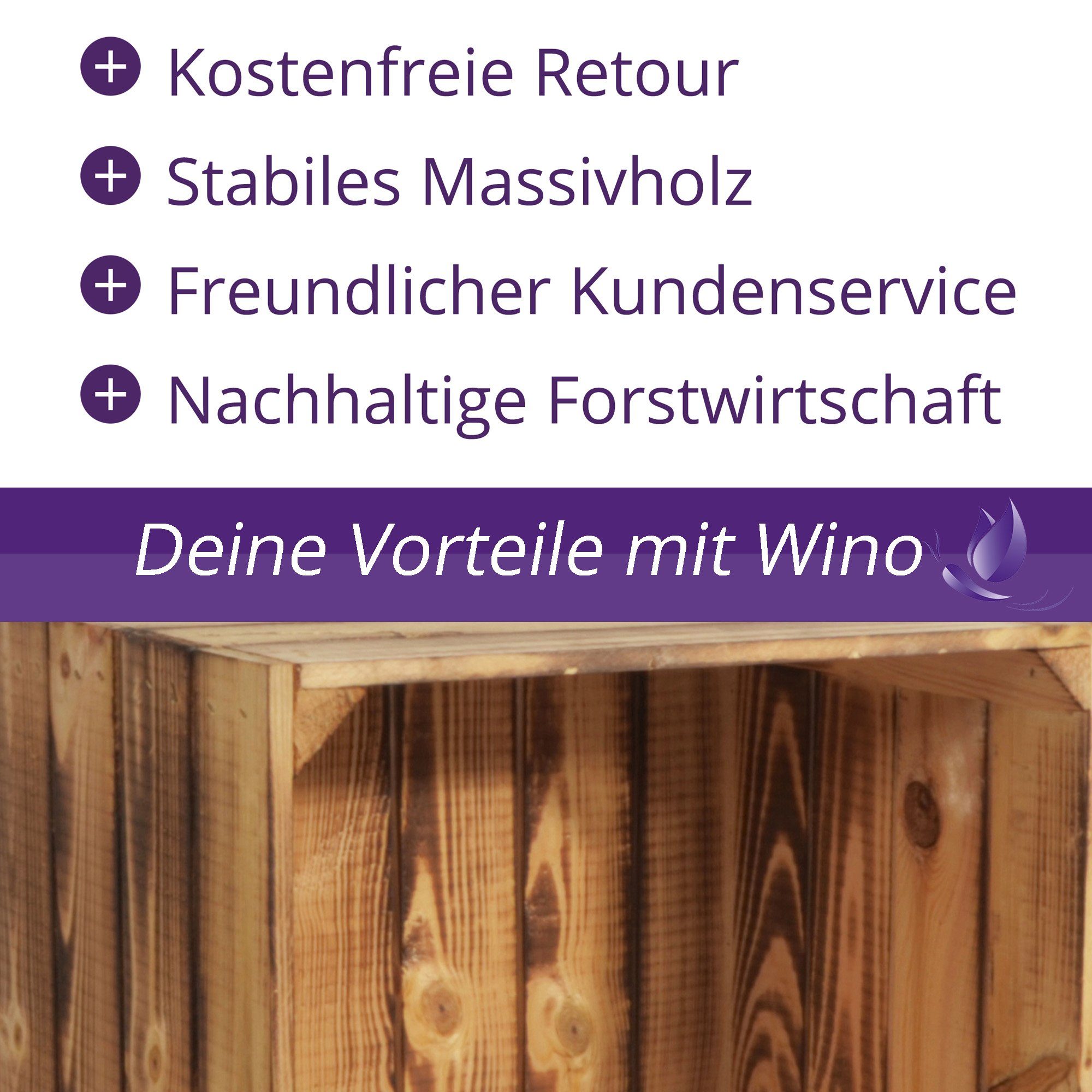 CHICCIE Weinregal Weinregal Wino Set aus Holz - Geflammt Komboset Wandregal Flaschenrega, 3-tlg.