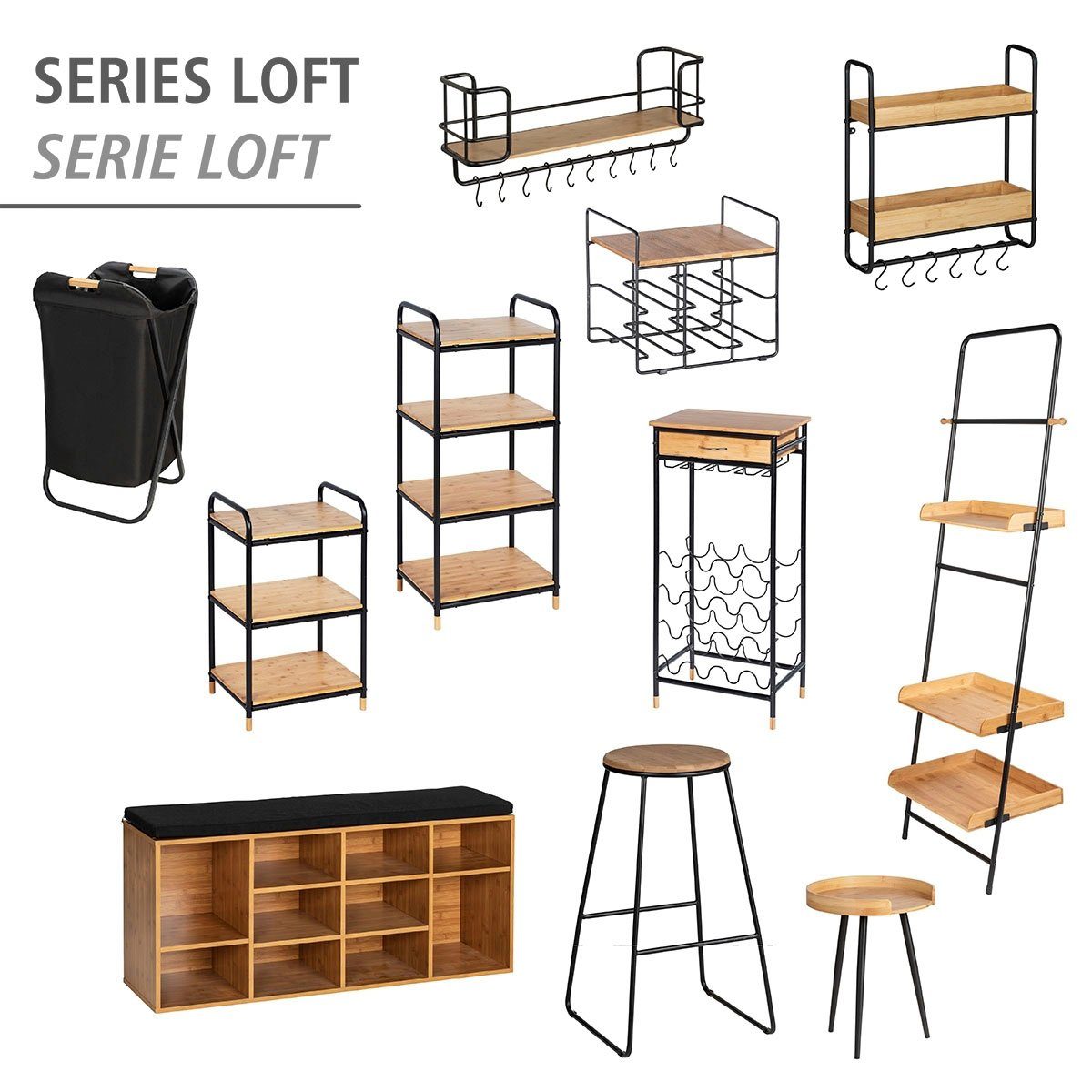 WENKO Leiterregal Loft, Badezimmerregal aus Bambus