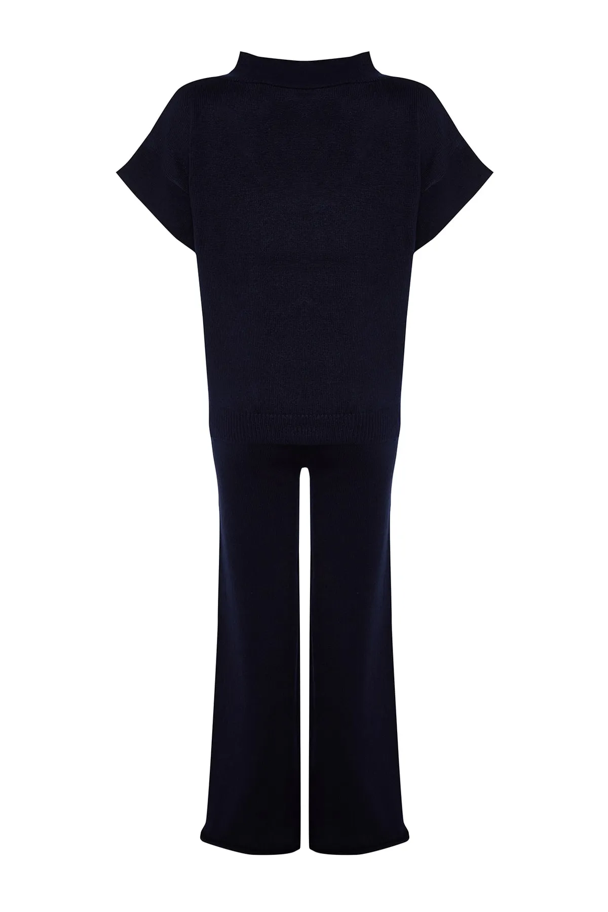 Trendyol Collection  Marineblaues, weich strukturiertes Strickoberteil und -unterteil mit V-Ausschnitt TWOAW24AU00042