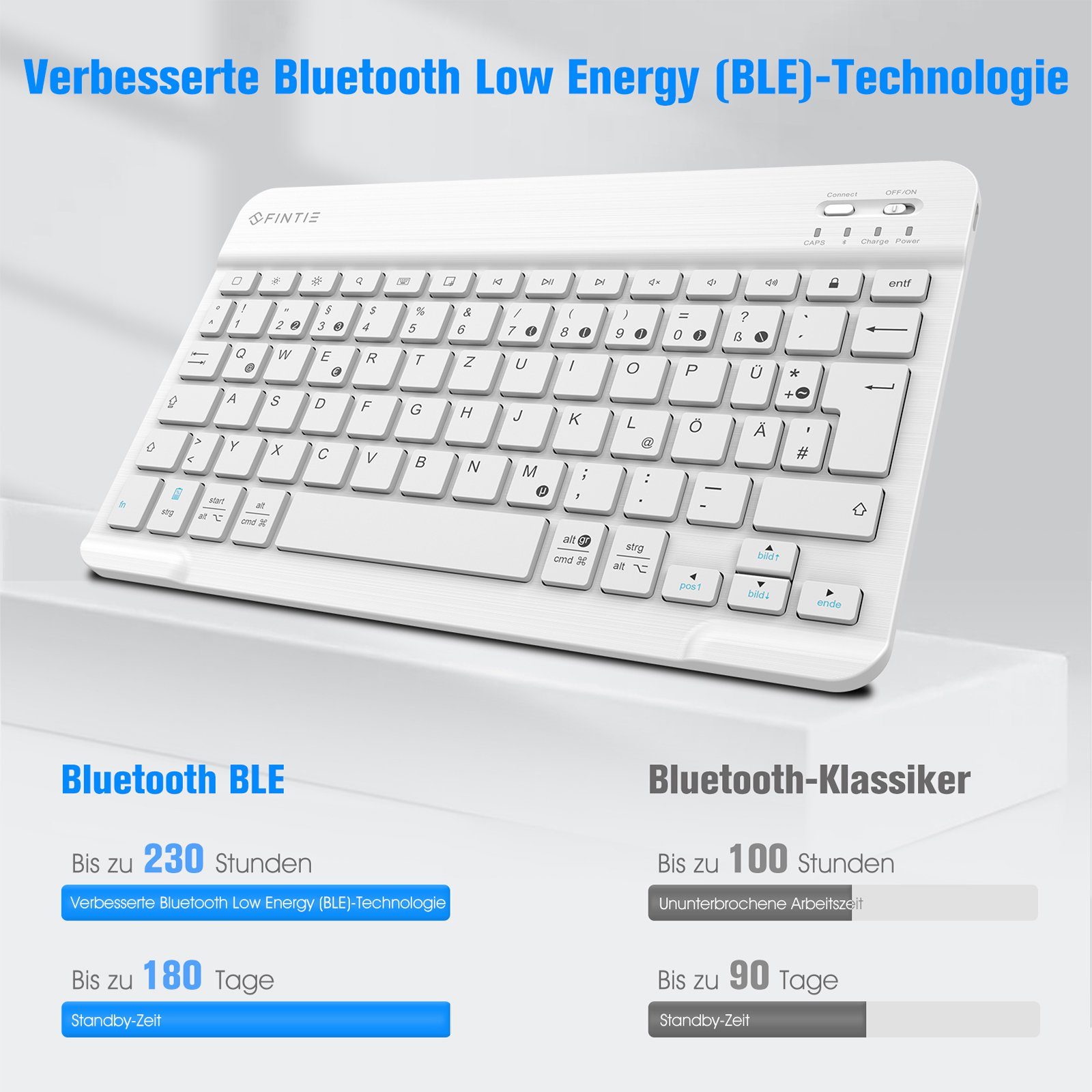 Fintie Tablet-Hülle TPU Tastatur Hülle für iPad 10.2 Zoll (9/8/7 Gen - 2021/2020/2019), mit Pencil Halter und magnetisch Tastatur mit QWERTZ Layout
