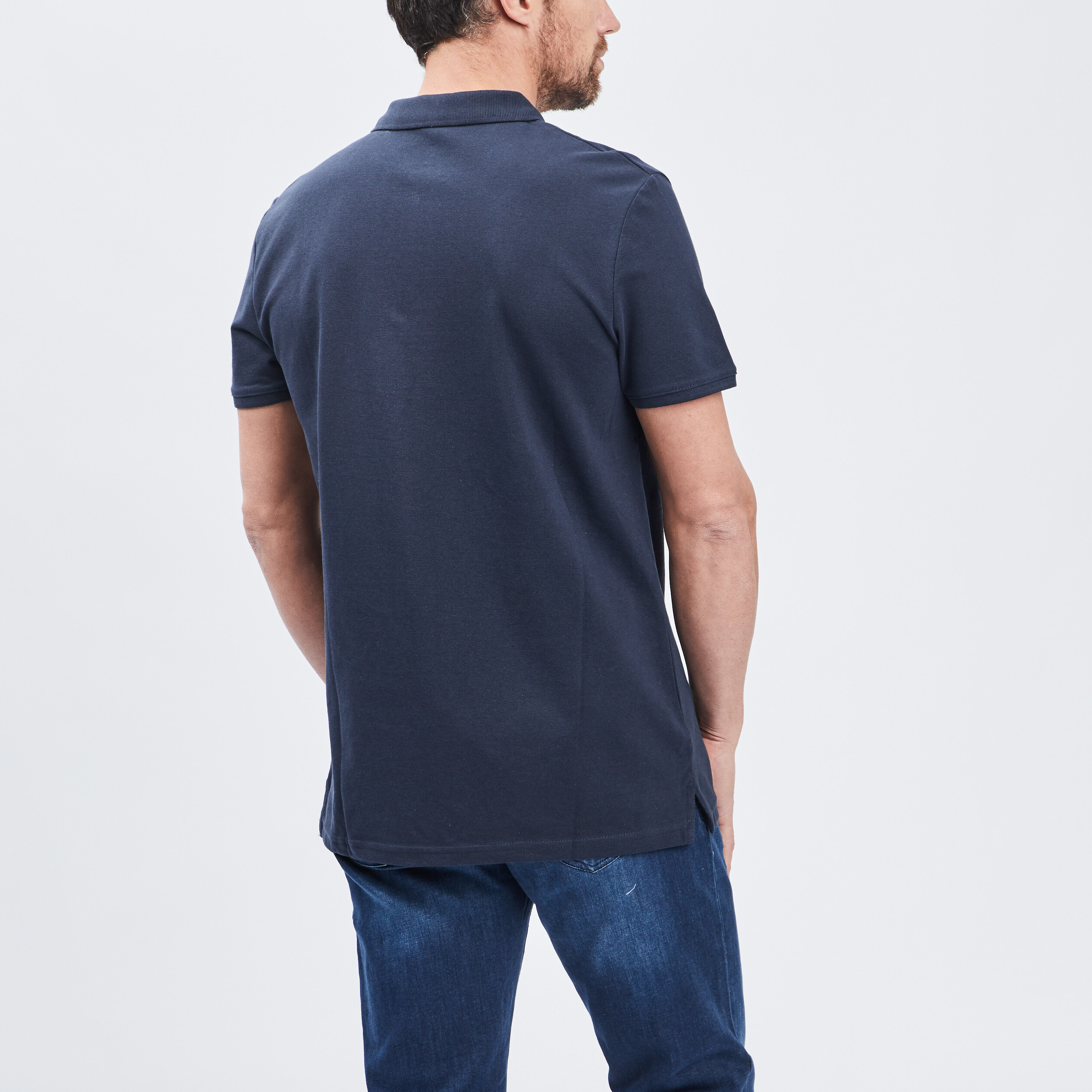 Polo en coton manches courtes bleu marine homme | La Halle
