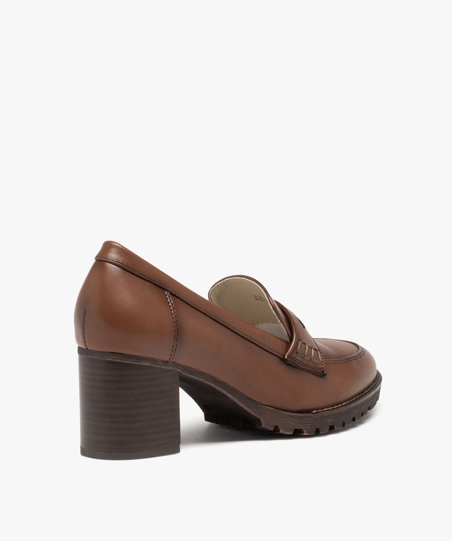 Mocassins femme unis à talon carré marron | GEMO