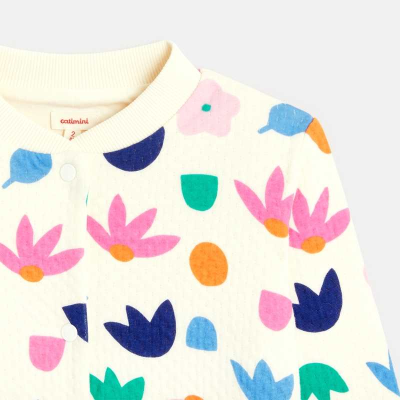 Gilet à pressions bébé fille jersey pointelle imprimé fleuri blanc Catimini
