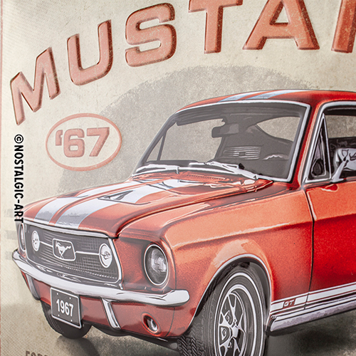 Nostalgic Art Retro Blechschild 30x40cm, Motiv "Ford Mustang - GT 1967 Red", 1 Stück - ATU