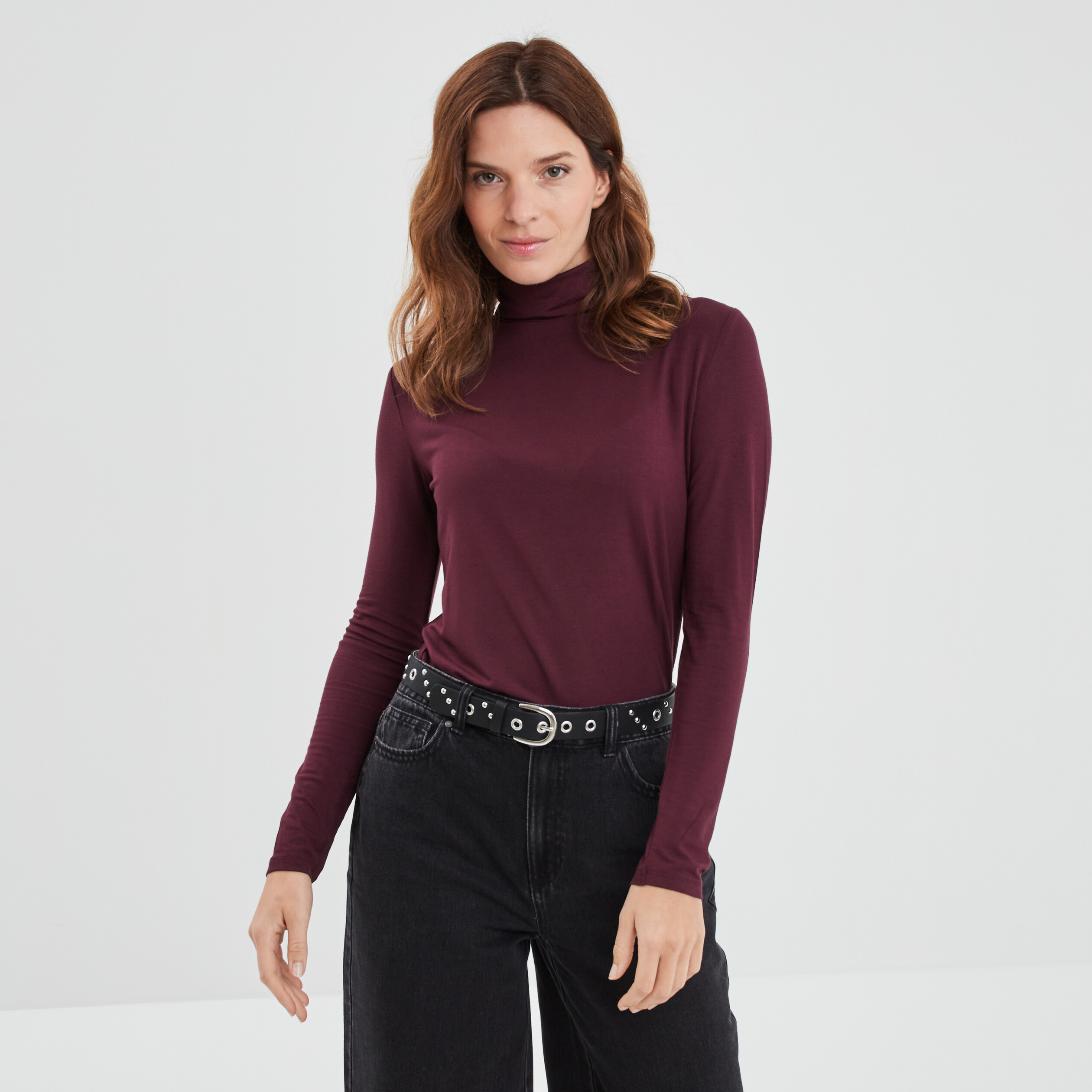 T-shirt manches longues prune femme | La Halle