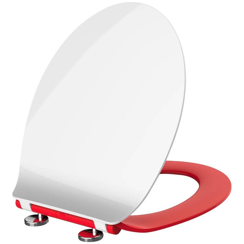 duschy WC-Sitz Slim Sense Red, mit Absenkautomatik und Schnellverschluss, Toilettendeckel, WC-Brille, 805-43
