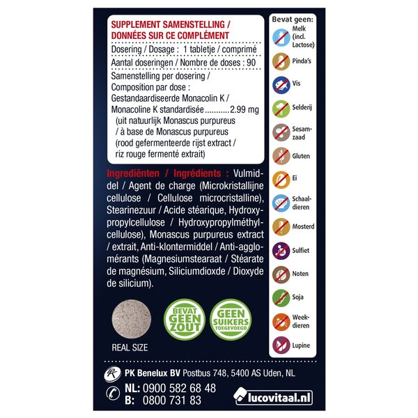 „Lucovitaal“ raudonųjų mielių ryžių tabletės, 90 vnt.