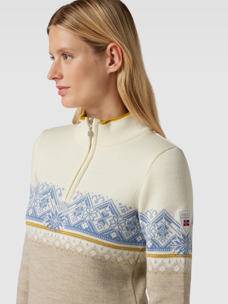 Strickpullover mit Troyer-Kragen Modell 'Moritz' in sand