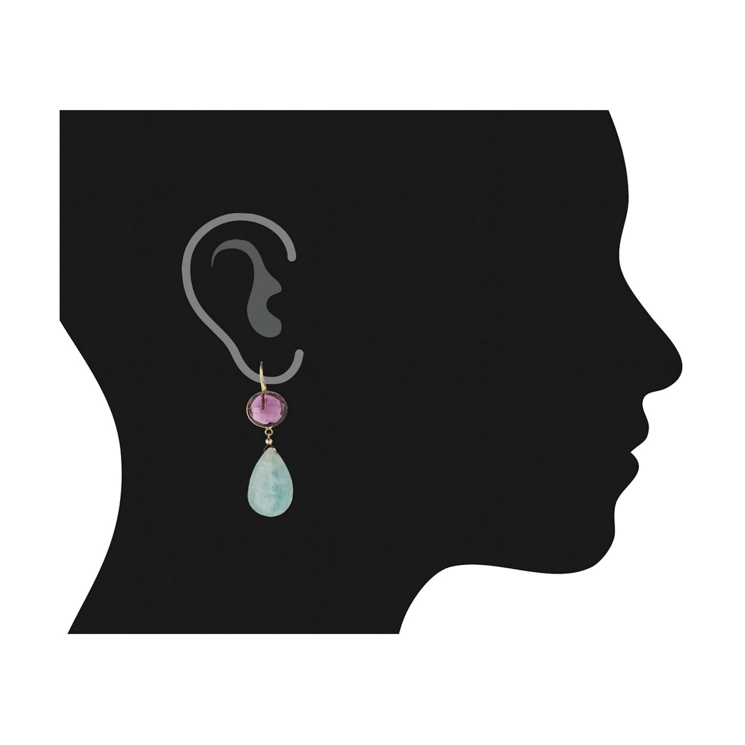 Ohrringe 'Aquamarin und Amethyst Tropfen'