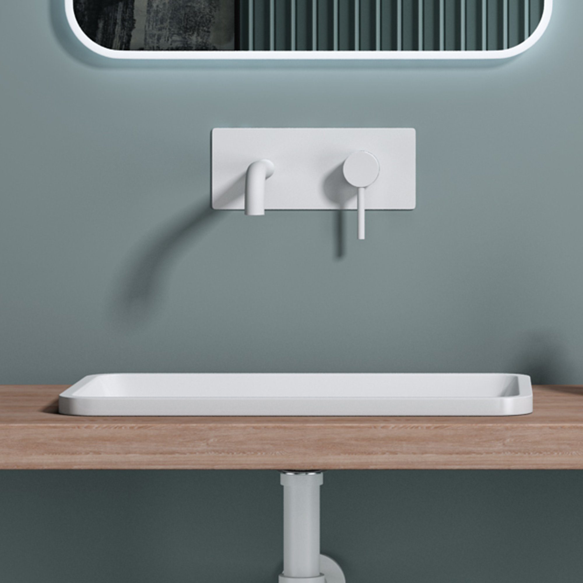 doporro Einbauwaschbecken Colossum104 Einbauwaschbecken Gussmarmor mit Ablaufabdeckung