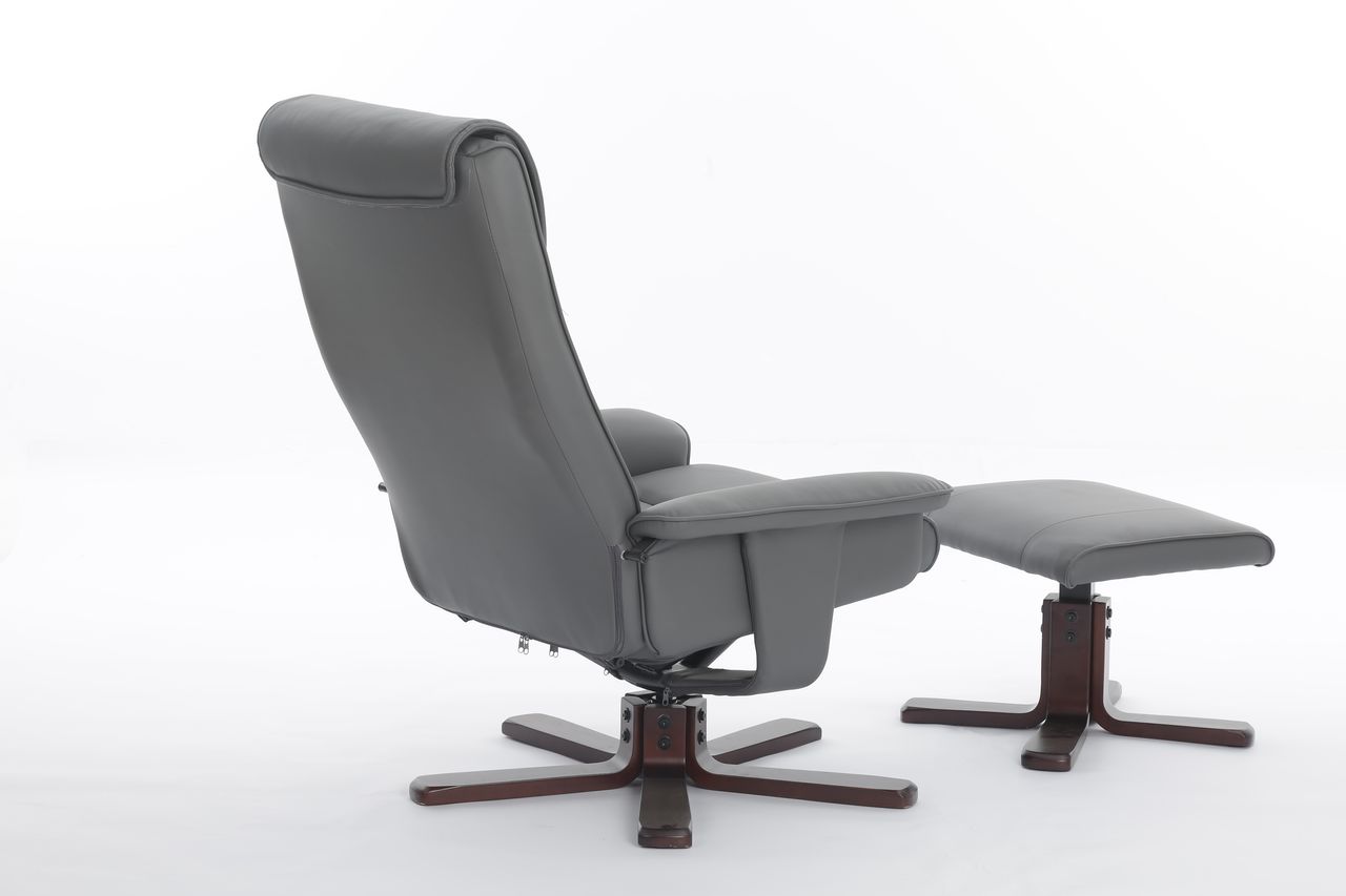 Happy Home Happy Home verstellbare Relaxsessel mit Hocker grau & Holzbeine