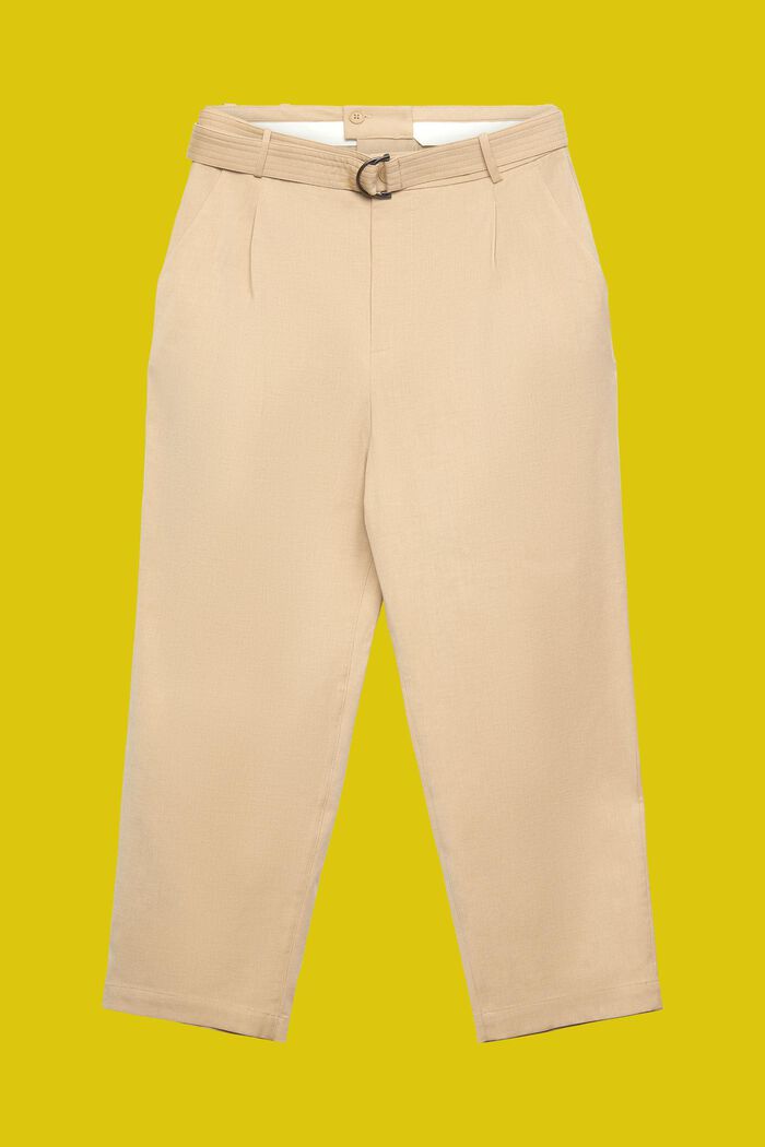 Hose mit weitem Bein und Gürtel, Wollmix