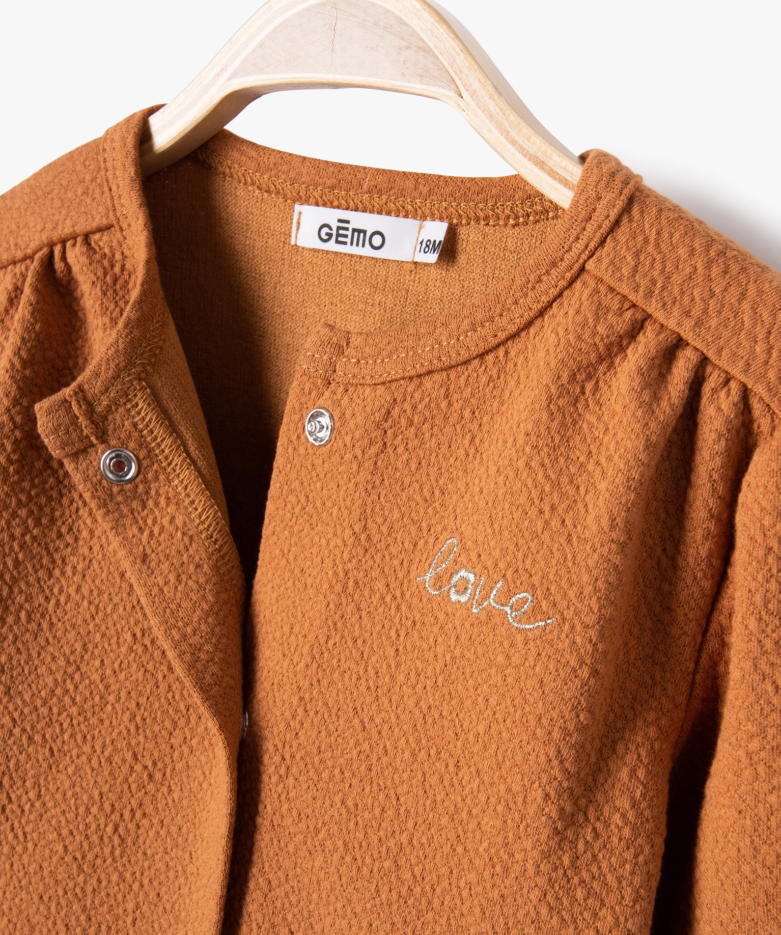 Gilet à boutons-pression bébé fille marron clair | GEMO