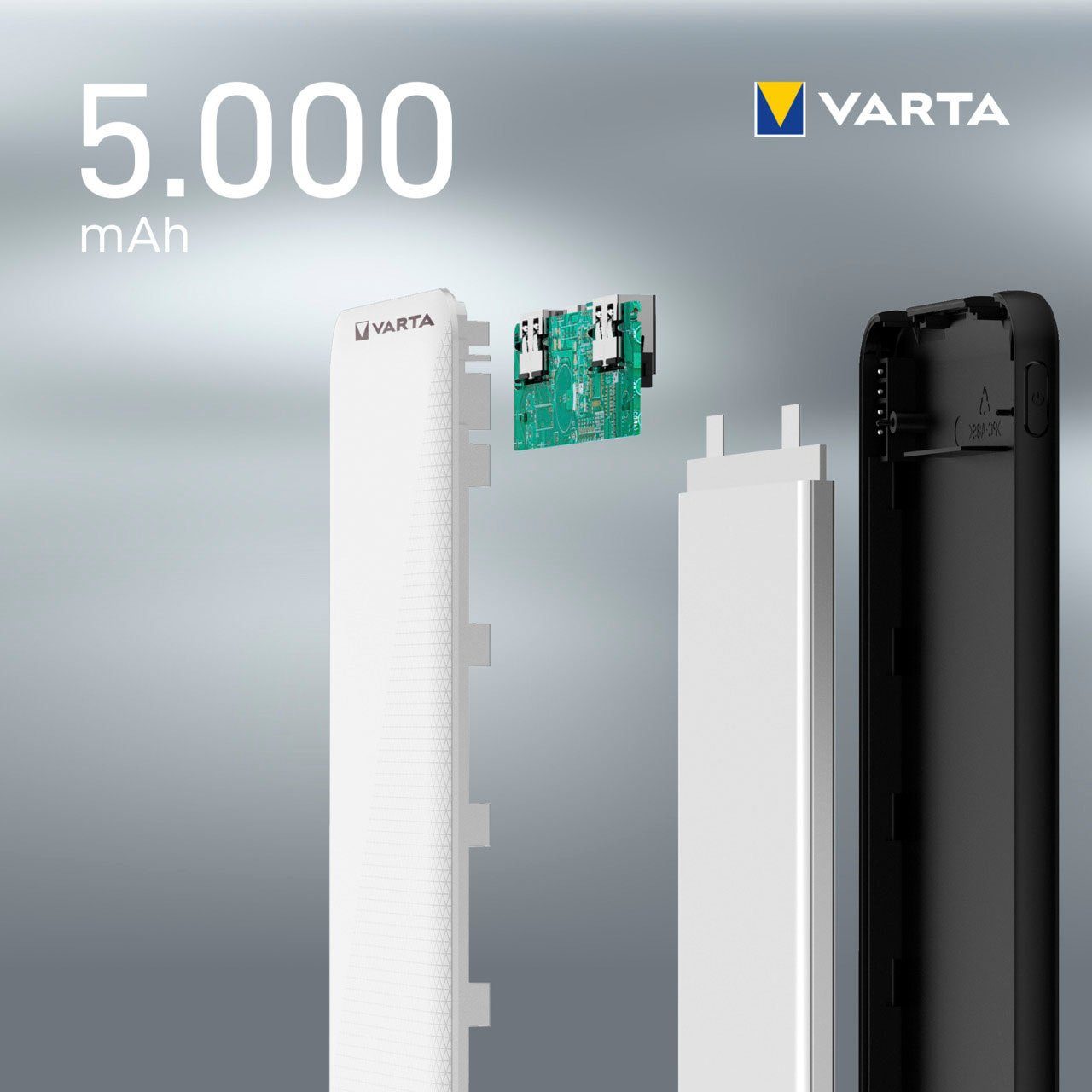 VARTA Power Bank Energy 5000 + Ladekabel, 5000mAh Powerbank mit USB Type C Powerbank 5000 mAh (3,7 V, 1 St)